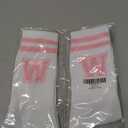 Pink And White-Striped Letter Socks, Sports Socks For Women, Pink Team socks, Friends And Family, Birthday Gift. (White)