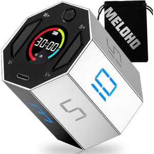 Pomodoro Timer, Magnetic Visual Timer with Flip Countdown, Silent & Alarm, Ideal ADHD Tools for Adults/Kids, Small Cube Digital Timer for for Office Productivity, Kitchen Cooking, Work, Study (Gray)