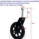 Wheelchair Accessories Caster Assembly with Aluminum Front Fork, Installing 6 Inch Solid Caster. Fit for Front Wheel Installation of Most Manual Wheelchairs and Children's Wheelchairs (Black 1 Ea)
