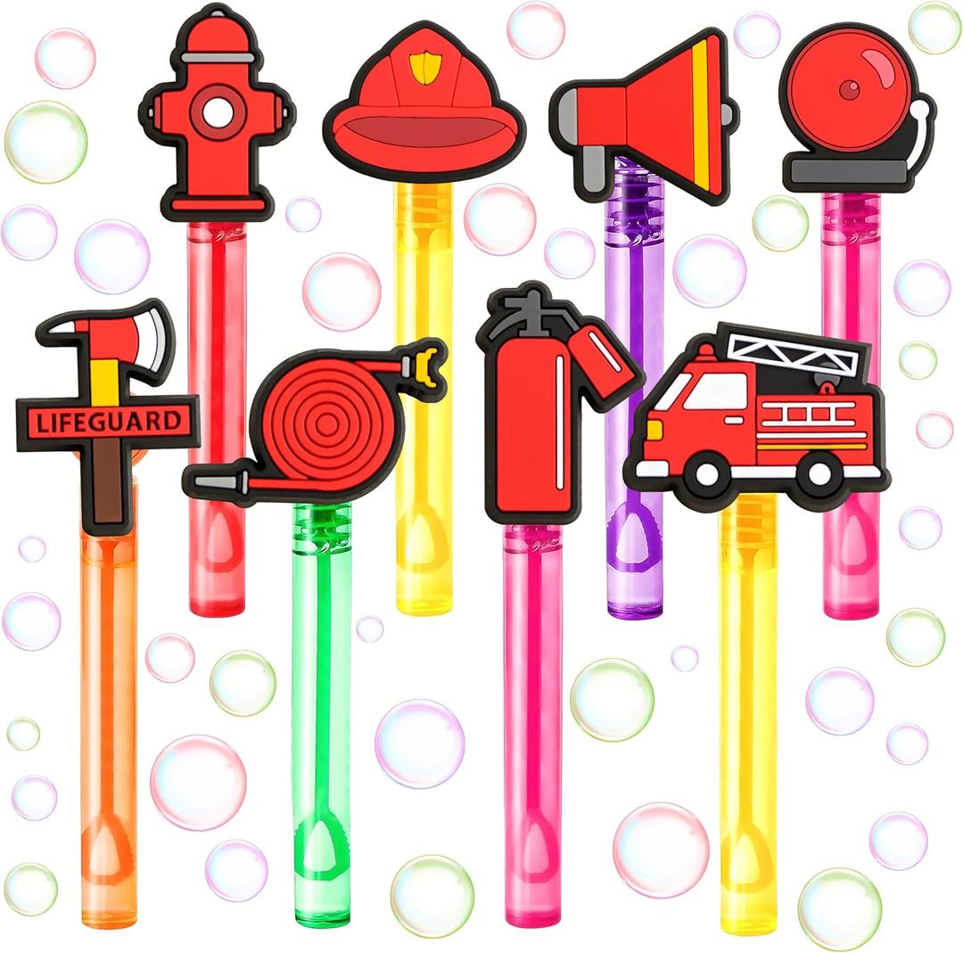 Firefighter Party Favors for Kids  24PCS Rescue-Themed Bubble Wands, Great for Birthday Supplies, Pinata Fillers, Goodie Bags & Classroom Rewards