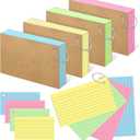 Colored Index Cards 3x5 Inch Heavyweight Flash Cards with Ring Lined Flashcards Note Cards for Studying School Supplies College, 100 Count