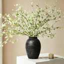 Large Ceramic Rustic Vase, 11 inch Farmhouse Tall Vase for Home Decor, Decorative Terracotta Vases for Living Room, Bedroom, Shelf Decor, Enterway, Wedding, Table Decoration, Black