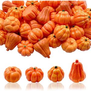 Suartus Mini Pumpkins Halloween Miniatures Pumpkins Figurines 40pcs Resin Small Pumpkin Decorations Tiny Pumpkin Bulk for DIY Crafts Autumn Thanksgiving Halloween Vase Bowl Home Decorating