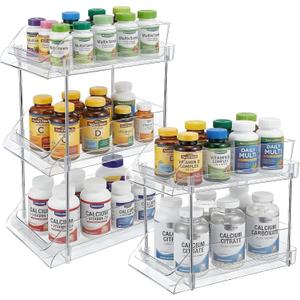 3-Tier Vitamin Storage Organizer, Organizer for Vitamin Bottles And Medicine Bottle, Vitamin Bottle Organizer for Countertop, Bathroom Cabinet Storage Items Are Clearly Visible