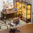 Pamray 49 Inch L Shaped Gaming Computer Desk with Shelves and Storage
