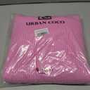 Urban CoCo Women's Solid Long Sleeve Crew Neck Knitted Pullover Sweater Tops (Pink, XL)