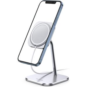 Lamicall Phone Stand for Apple 15W MagSafe Charger - [Charger Not Included] 360 Rotation Adjustable Aluminum Charging Holder Dock for Desk, Compatible with iPhone 16 15 14 13 12 Pro, Pro Max, Plus