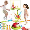 Engfa 3 in 1 Musical Jump, Toss Ring Game and Stomping Launch Rocket Launcher for Kids Toys for Girls Boys 3-5, Sports & Outdoors Toy for Ages 5-7 with Remote Control Outside Toys for Kids Ages 4-8, Medium