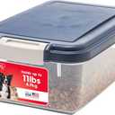 IRIS USA Airtight Dog Food Storage Container, Up to 11 lbs, Dog Cat Bird and Other Pet Food Treats Storage Bin, Dog Cat Wet Food Cans, Keep Fresh, BPA Free, Stackable, Navy
