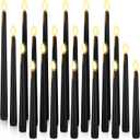 24 Pcs Flameless LED Taper Candles Battery Operated Candles 8.58'', 9.69'', 10.98'', 12.91'', 12.8'' Flameless Candlesticks Flickering for Halloween Christmas Church Wedding(Black)