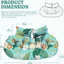 55 x 35 Inch Double Egg Chair Cushion Replacement, Thickened Waterproof Hanging Swing Chair Cushion with Pillows for Outdoor Patio, Cyan Floral Leaf