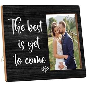 RYSMH Wedding Picture Frame, Couple Wood Photo Frame, Engagement Anniversary Wedding Valentines Day Gifts For Couple Husband Wife, The Best Is Yet To Come World Frame -g03