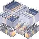 TIGARI Wardrobe Clothes Organizer, Closet Organizer Foldable Drawer Organizer for Clothing, Drawer Dividers for Clothes, Closet Storage for Trousers, Shirts, Jeans, T-Shirt, Bra, Underwear, Socks