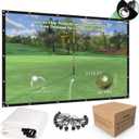 Golf Simulator Impact Screen Professional 3D Air Mesh Screen for Home/Indoor Training, Golf Projector Hitting Net for Practice with Grommet Holes, 7 Size Options (10 x 7.5 ft (120" x 90"))