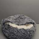 MADDEMCUTE Calming Dog & Cat Cave Bed With Hooded Cover, Removable Washable Round for Small Medium Pets, Anti-Slip Faux Fur Fluffy Coved for Improved Sleep, Fits up to 15/25 lbs (Grey, S) (20.00" x 20.00" x 8.00")