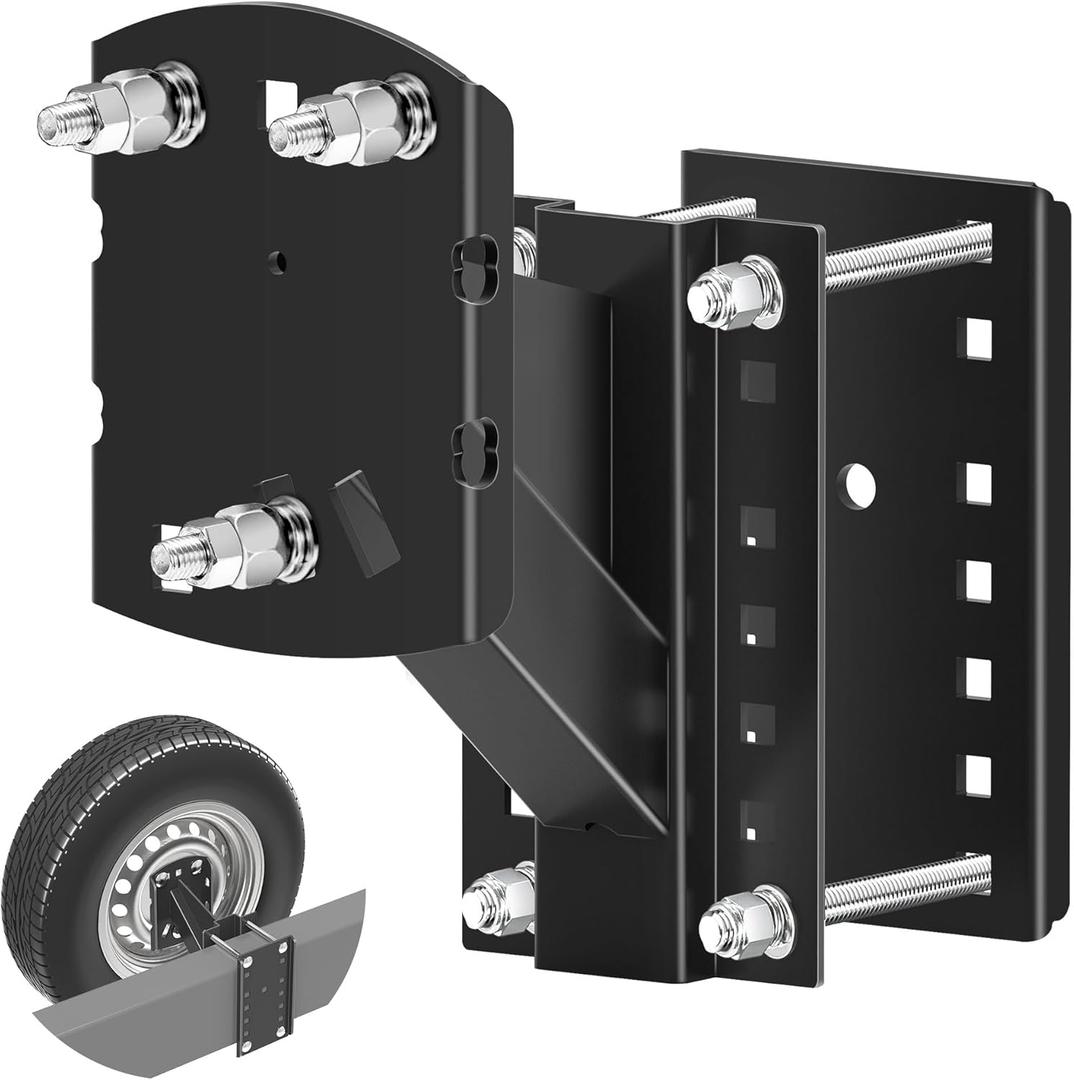 Foozet Trailer Spare Tire Mount Bracket, Heavy Duty Spare Tire Carrier Mount for Boat and RV, Fits Most 4 5 6 Lugs Wheels on 4", 4.25", 4.5", 4.75", 5" or 5.5" Bolt Patterns, Holds up to 160 Lbs