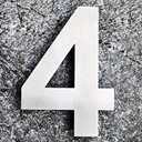 QT Modern House Number - EXTRA LARGE 10 Inch - Brushed Stainless Steel (Number 4 Four), Floating Appearance, Easy to install and made of solid 304