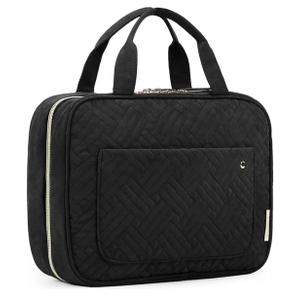 BAGSMART Toiletry Bag Travel Bag with Hanging Hook, Water-resistant Makeup Cosmetic Bag Travel Organizer for Accessories, Shampoo, Full-size Container, Toiletries (Black, Medium)Amazon's Choice