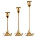 NLBTW French Gold Candlestick Holders Taper Candle Holders, Set of 3 Vintage Candle Sticks Holder Decor Used as Fireplace Mantel or Table Centerpieces for Wedding, Dinning, Party
