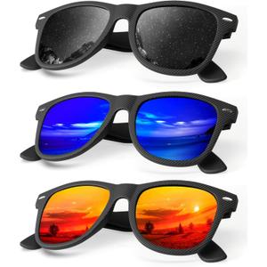 KALIYADI Polarized Sunglasses for Men and Women Matte Finish Sun glasses Color Mirror Lens UV Blocking (3 Pack)