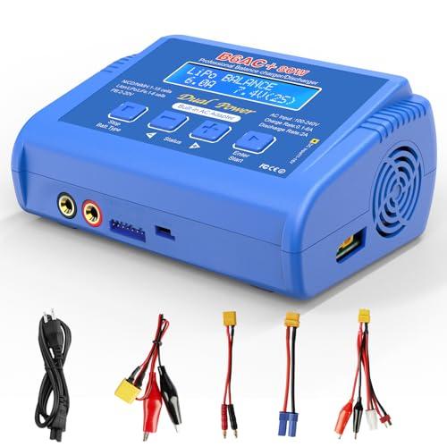 LiPo Battery Charger RC Balance Fast Battery Charger Discharger 80W 6A Smart Digital Battery Pack Charger for 1S-6S LiPo Life Li-ion 1-15S NiCD NiMH PB Smart Battery Batteries for RC Car (Blue)