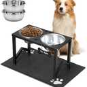 Elevated Dog Bowls, Metal Raised Dog Bowl Stand with 2 Thick 58oz Stainless Steel Food Bowls & Non-Slip Mat - 11.8" Tall for Medium/Large Breeds