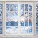 YongFoto Winter Snow Window Scene Backdrop 6x4ft Tree Rime Snowfield Snowy Photography Background Christmas New Year Event Party Banner Room Decor Portraits Photoshoot Wallpaper Studio Booth Props (6ftx4ft, Style 1)