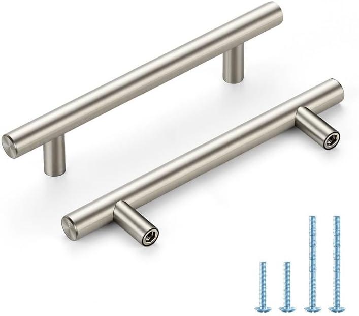 Brushed Nickel Cabinet Handles 4 Inch Hole Spacing Stainless Steel Drawer Pulls for Cabinets, Dresser, Bathroom 10 Pack
