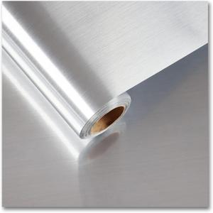 Cre8tive 24" x 118" Wide Silver Aluminum Foil Contact Paper Peel and Stick Waterproof Oil Proof Stainless Steel Wallpaper Heat Resistant for Kitchen Stove Backsplash Renovation Fridge Dishwasher Decor