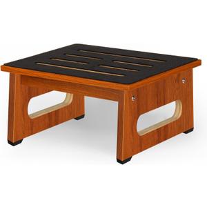 One Step Stool for Bed, Wooden Step Stool with Non-Slip Feet, 450 LBS Capacity Stepping Stool for Adults Seniors, Bedside Steps for High Beds, Bathroom Kitchen Bedroom, Easy to Assemble, Rustic Brown