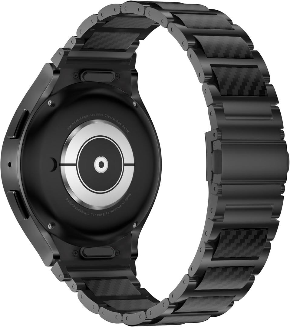 iiteeology Carbon Fiber Band for Galaxy Watch 7/6/5 Pro/4 Classic - One Click No Gap Genuine Carbon Band for Men Women (Black)