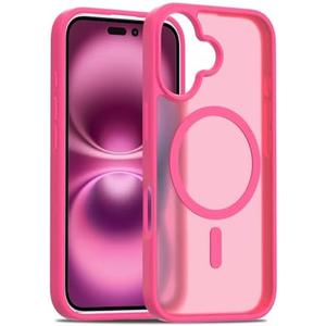 Pack of 2,Magnetic for iPhone 16 Case [Mil-Grade Drop Protection] [Compatible with Magsafe] Shockproof Slim Translucent Matte Protective Phone Case - Hot Pink
