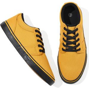 kufeiti Men's Canvas Black Casual Shoes Sneakers Low Top Lace Up Walking Shoes Sneakers for Men (Yellow)