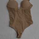 SHAPERIN Women's Backless Body Shaper Bra Faja U Plunge Low Back Thong Shapewear Tummy Control Deep V Bodysuit (Medium, Nude)