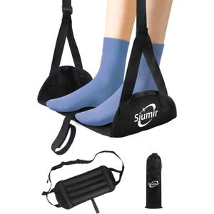Airplane Foot Hammock, Upgraded Anti-Squeeze Foot Rest for Plane Travel - Relax Your Feet with Better Support, Thickened Foam, Portable Design, and More Comfortable Foot Sling (9 Inch)