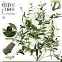Riceshoot 2 Packs Artificial Olive Tree 3 ft Indoor Faux Olive Tree Tall Fake Silk Plant Potted with Handmade Woven Basket Arbol Artificial for Modern Home Office Living Room Garden Decor