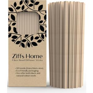 Ziffs Home 120pcs Natural Fibre Reed Diffuser Sticks - 25.4cm/10in x 4mm/0.16in - Thick Reeds Sticks - Fibre Reeds for Diffusers