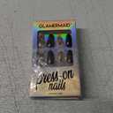 GLAMERMAID Press on Nails Almond, Black Gel False Nails with Design, 24 PCS Glue on Nails, Reusable Acrylic Stick on Nails Tips Manicure Set for Women, Butterfly Imprint,  2 Packs