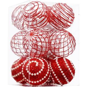 12CT Christmas Ball Ornaments Red Shatterproof Clear Large Plastic Christmas Tree Decoration, Delicate Hanging Ornaments for Xmas Party, Wedding, Holiday and Home Dcor(70mm/2.76")