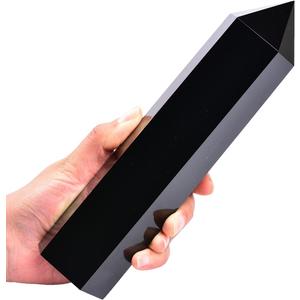 Large Black Obsidian Crystal Tower Natural Healing Crystal Point Wand Obelisk 6 Faceted Reiki Chakra Meditation Therapy Home Decor Gift 1.5-2 LBS