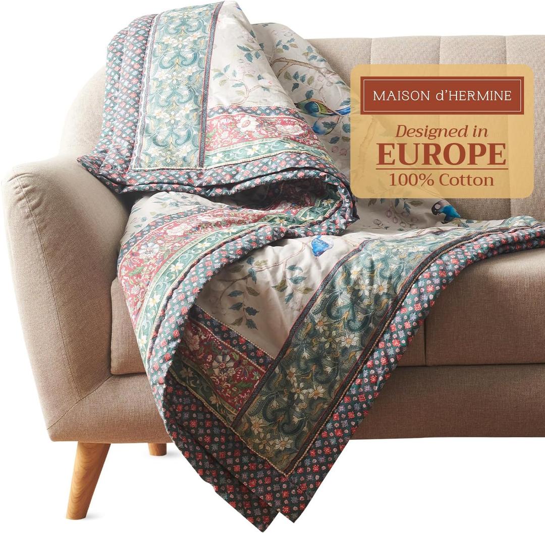 Maison d' Hermine Throw Blanket for Couch Lightweight Soft Warm Breathable Cotton Throw Blankets for Bed Girls Boys Women Men Gifts Sofa Travel Living Room Easter Gifts (60" X 80", Osaka)