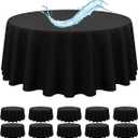 Round Tablecloth 120  Inch, Black Waterproof Washable Polyester Table Cloth