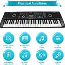 61 Key Keyboard Piano,Portable Electronic Digital Piano,Built In Dual Speakers,External Microphone,Power Plug,Rich Teaching Content,Multi-Functional Electronic Piano Suitable For Beginners