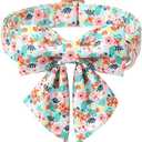 Babole Pet Floral Dog Collar with Bow Tie - Adjustable Blue Flower Lady Bow Collar Breathable Comfort Spring-Summer Dog Collars for Small Medium Large Dogs, L