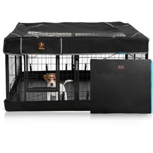 PJYuCien Dog Playpen Outdoor Plus Storage Bag, 24" H 8 Panels Puppy Pen with Square Bottom & Top Cover, Heavy Duty Dog Fence for Camping