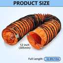 12Inch × 32FT PVC Duct Hose Protable HVAC Duct Hosing for Utility Blower Fan Flexible Duct Hosing with D-Ring & Ajustable Rope