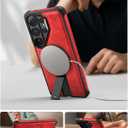 Strong Magnetic for Samsung Galaxy S26 Ultra Case Leather,[Compatible with MagSafe], Adjustable Kickstand, Shockproof Protective Cover for Samsung S26 Ultra (Red)