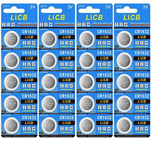 LiCB 20 Pack CR 1632 Batteries, Long-Lasting & High Capacity CR1632 Lithium Battery,3 Volt CR1632 Coin & Button Cell for Car Remote & Key Fob