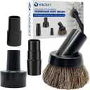 1.25 Inch Premium Soft Horse Hair Vacuum Brush Plus Vacuum Hose Adapter Kit Compatible with Shop Vac Hose 2-1/2'' & 1-1/4'' - Vacuum Attachment for Car Detailing, Furniture & Baseboards