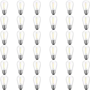 Meconard 36 Pack S14 LED Bulbs for Outdoor String Lights, Shatterproof Replacement Edison Bulbs for Patio String Lights Outdoor Waterproof, Warm White 2200K, Non-Dimmable, E26 Standard Base